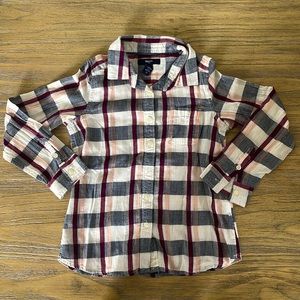 Gap Girls button down plaid shirt